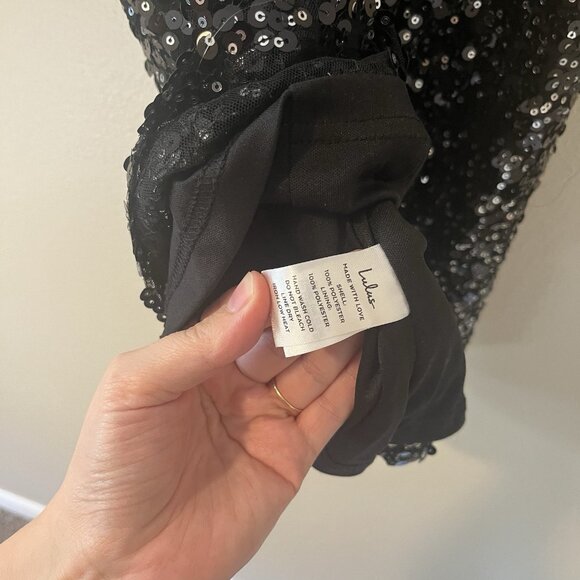 Lulus Black Sequin Sparkly Holiday New Years Mini Dress S Backless Sexy Club Hot - Picture 5 of 8
